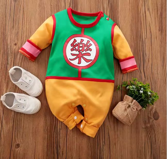 TinyVerse Green and Gold baby bodysuit